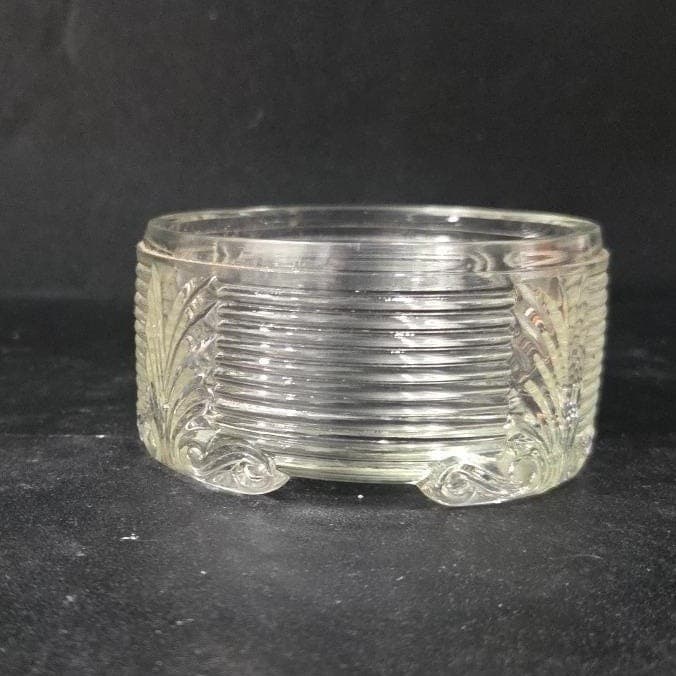 Art Deco Ribbed Glass Powder Dish, Palm Frond Design, Vintage Vanity Decor - Thumbnail 10