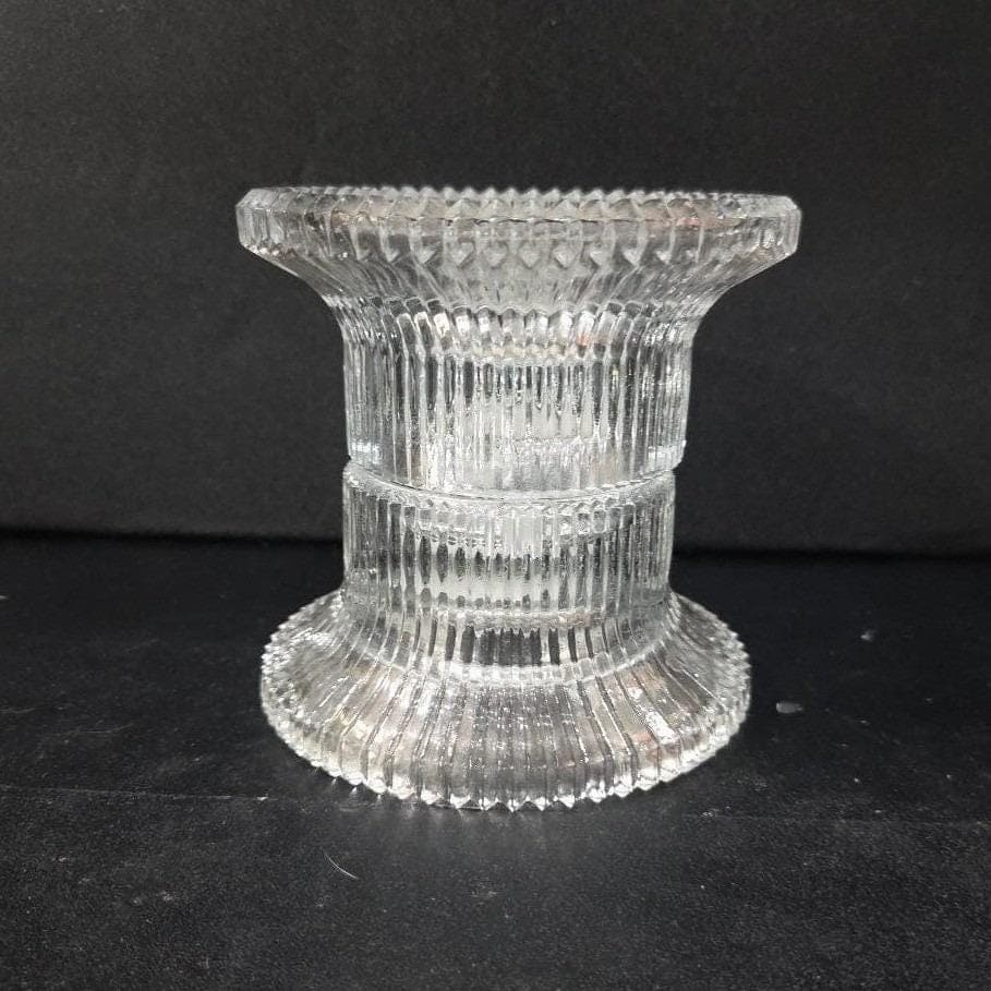 Indiana Glass Candle-Lite Holders, Set of 2, Vintage Ribbed & Reversible Design - Thumbnail 8