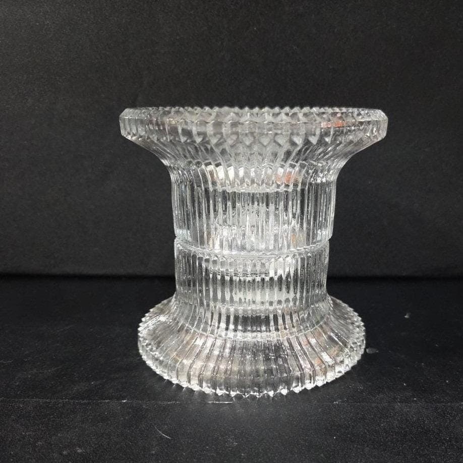 Indiana Glass Candle-Lite Holders, Set of 2, Vintage Ribbed & Reversible Design - Thumbnail 9