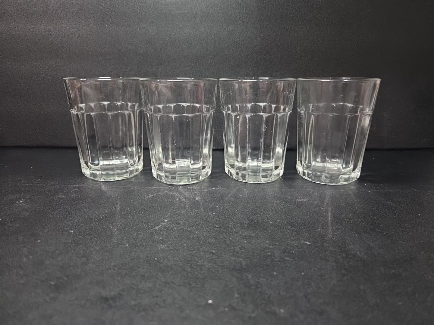 Viking Vertical Panels Glass Tumblers, Vintage Barware, Set of 4, 4" Tumblers - Thumbnail 3