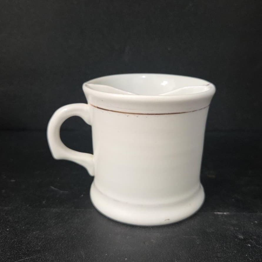Homer Laughlin Shaving Mug, Vintage Cable Cup, Faded Gold Lettering, Replacement - Thumbnail 4