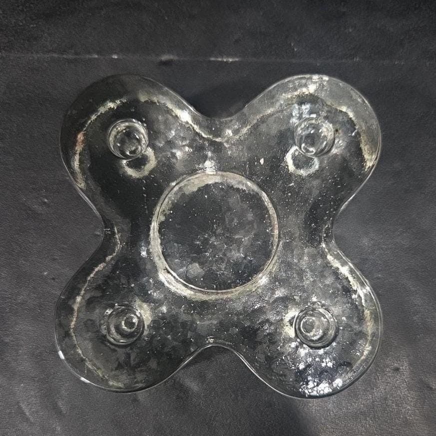 Blenko Mid Century Candle Holder, Handmade Clear Art Glass, Vintage Home Decor - Thumbnail 5