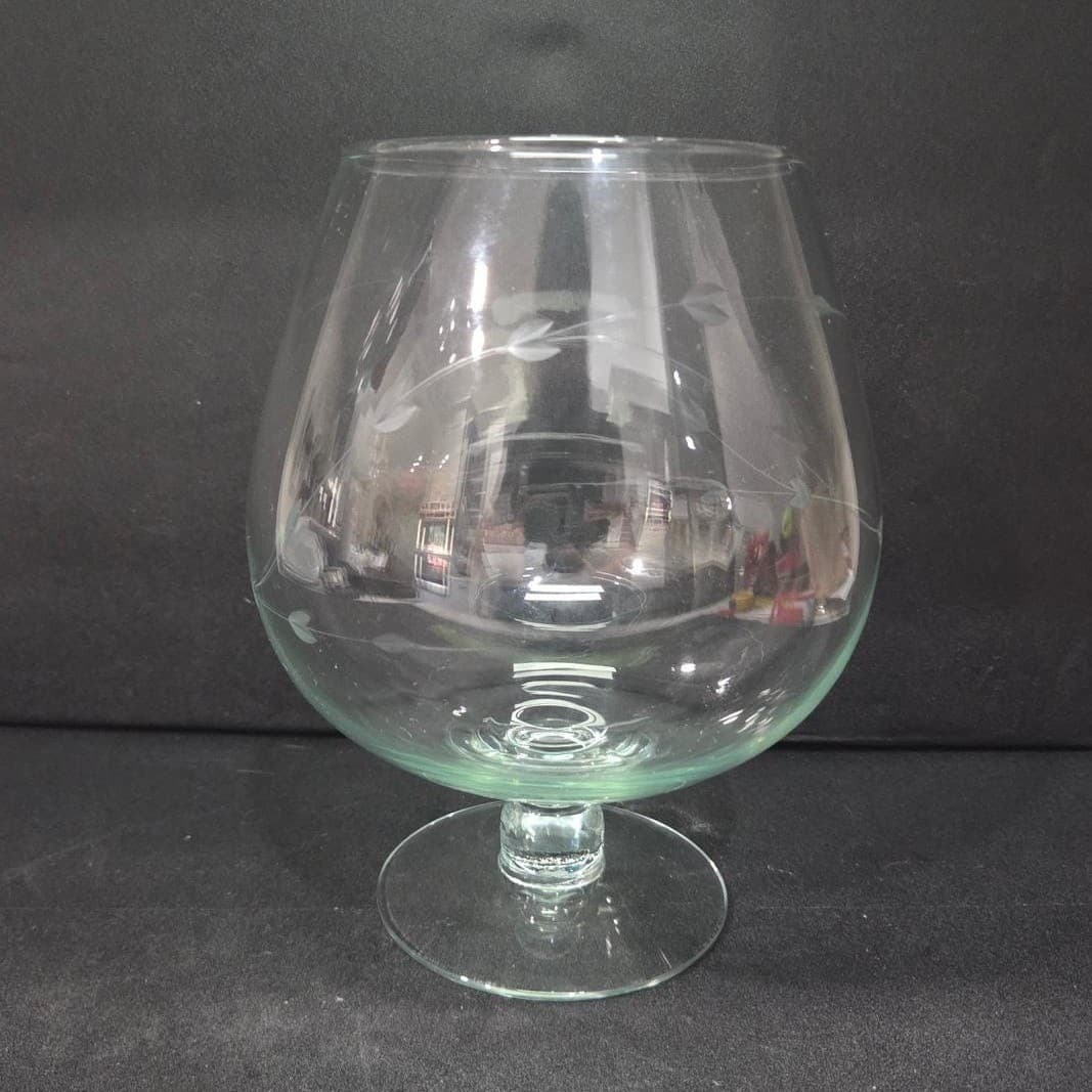 Princess House Heritage Punch Bowl, Etched Floral Crystal, Vintage Serveware - Thumbnail 5