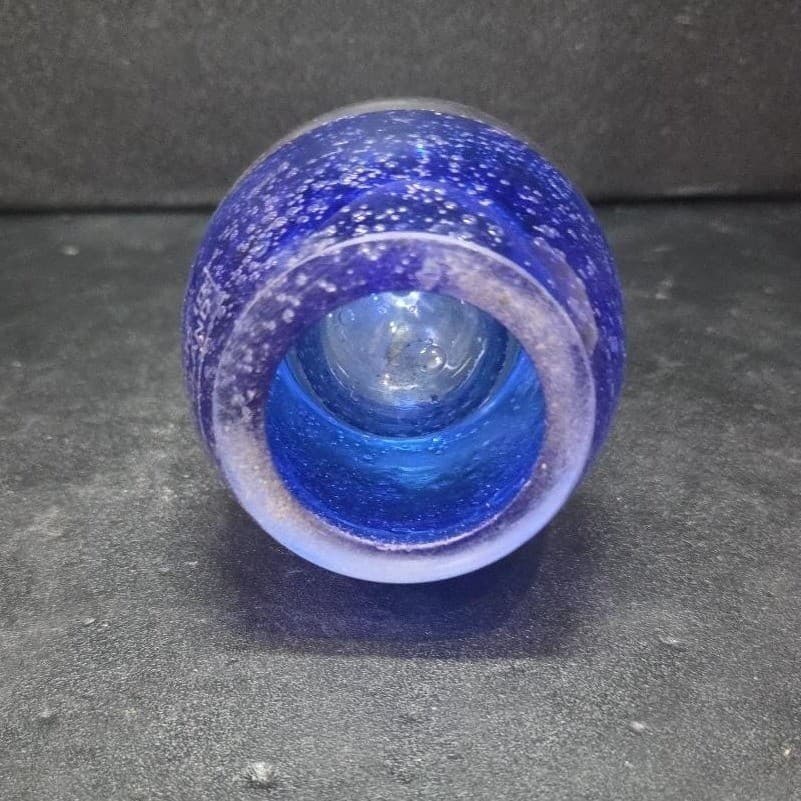 Blue Bubble Design Paperweight, Vintage Polish Glass Sculpture, Oil Lamp, Decor - Thumbnail 7