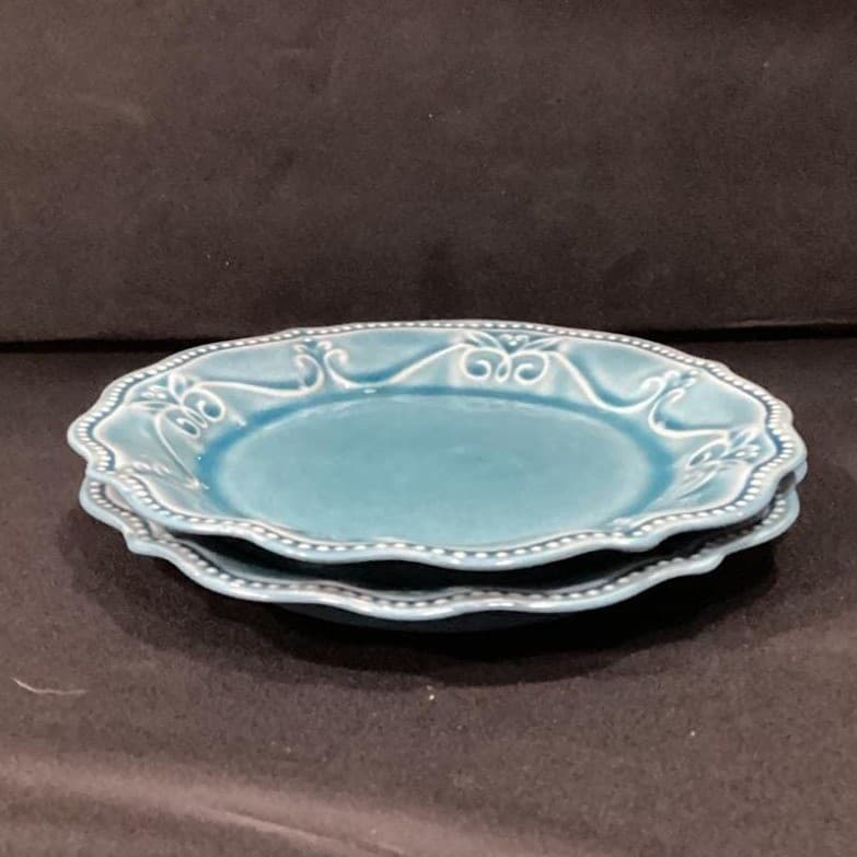Pioneer Woman "Paige" Denim Blue Salad Plates, Set of 2, Scalloped Stoneware - Thumbnail 10