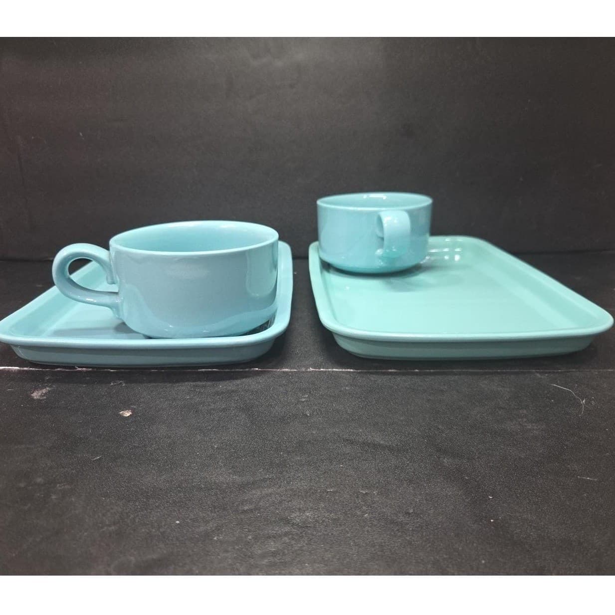 Hall Teal Blue Sandwich Plate & Soup Cup, Set Of 2, Vintage Retro Tableware - Thumbnail 5