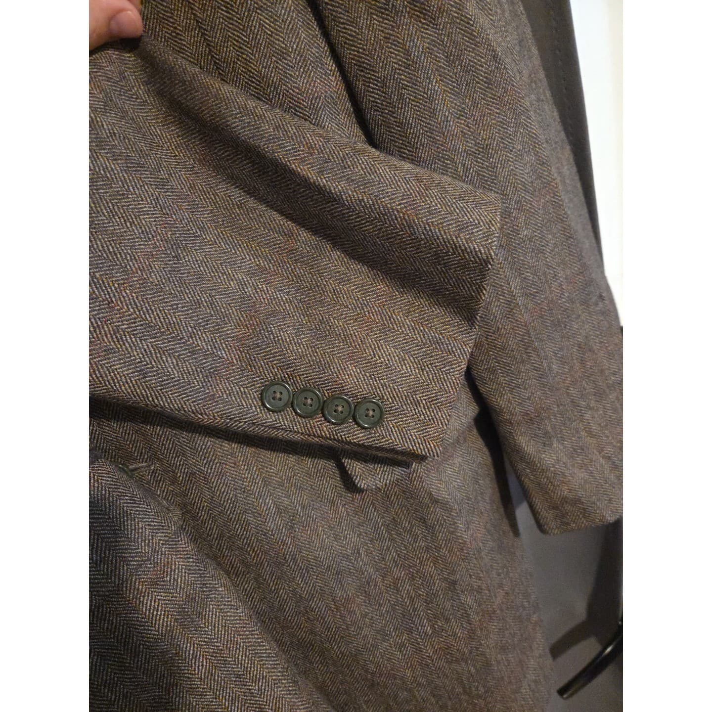 Saddlebred Brown Herringbone 100% Lambswool Blazer, Mens 42L Sport Coat X33024AN - Thumbnail 7