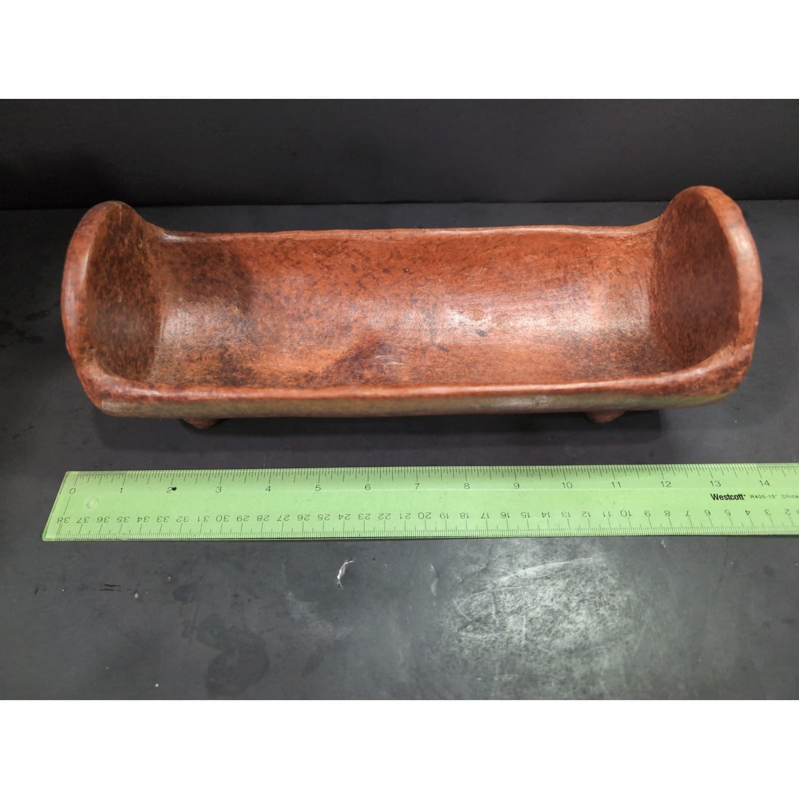 Indonesian Art Pottery Serving Platter Tray, Bohemian Southwest Sculpture, 12" L - Thumbnail 8