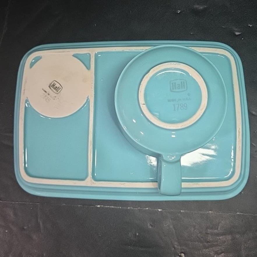 Hall Teal Blue Sandwich Plate & Soup Cup, Set Of 2, Vintage Retro Tableware - Thumbnail 8