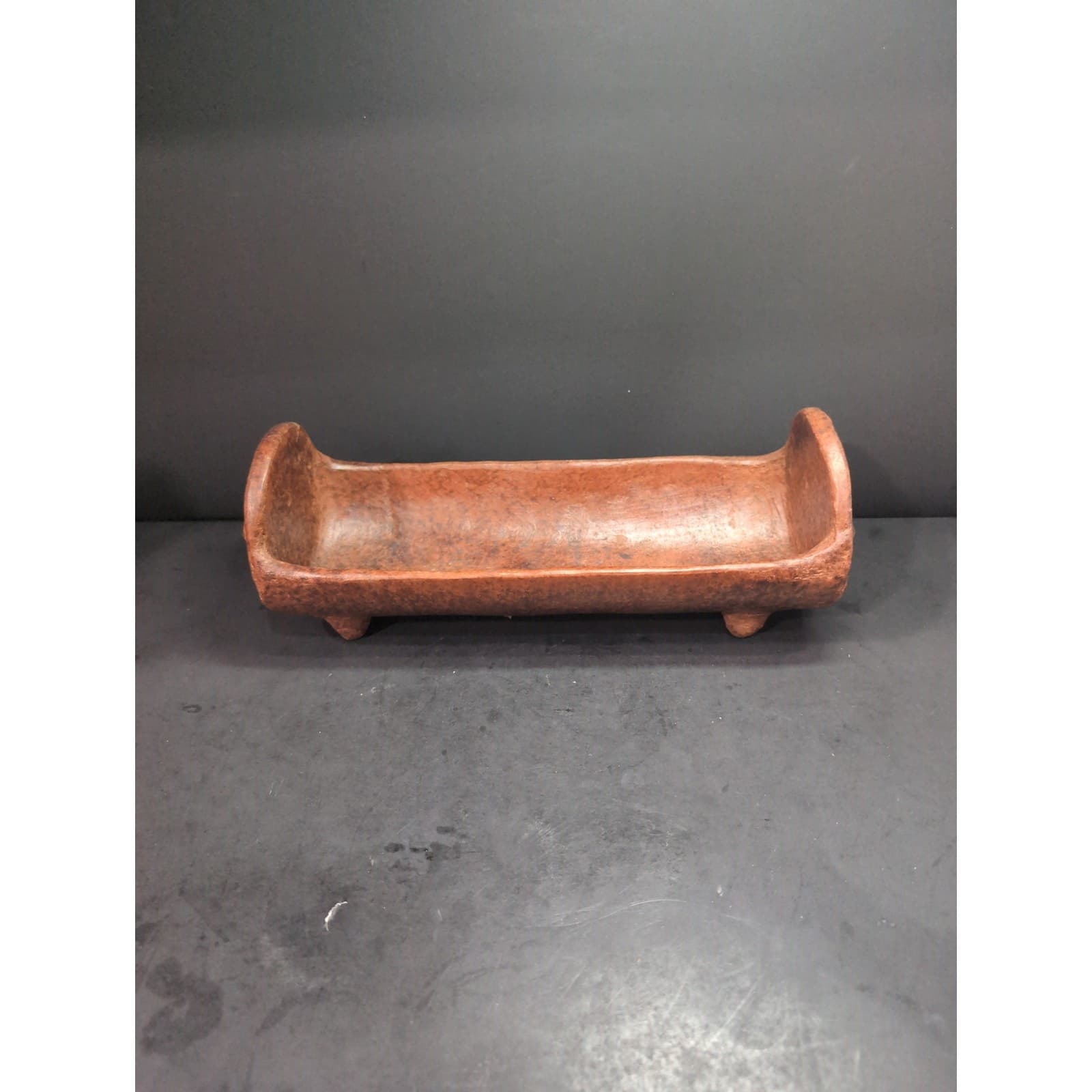 Indonesian Art Pottery Serving Platter Tray, Bohemian Southwest Sculpture, 12" L - Thumbnail 4