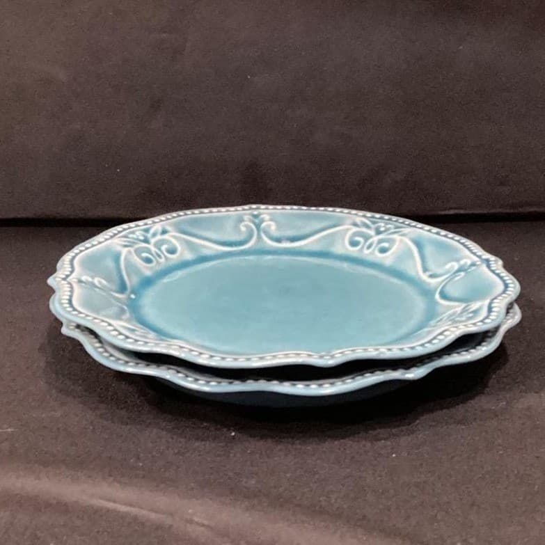 Pioneer Woman "Paige" Denim Blue Salad Plates, Set of 2, Scalloped Stoneware - Thumbnail 7