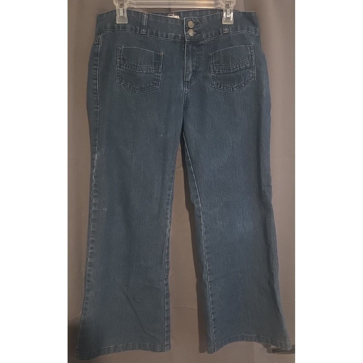 George Dark Wash Wide Leg Jeans, Double Button Patch Pockets, Girls Size 13 - Thumbnail 3