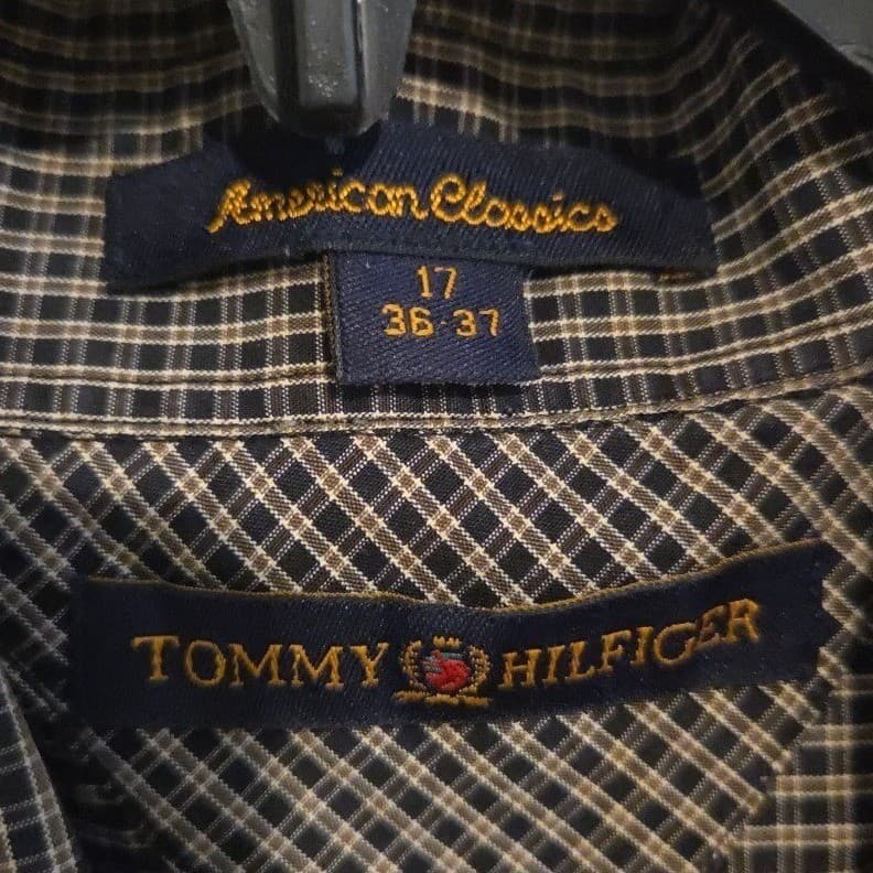 Tommy Hilfiger American Classics Black Tan Check Button Down, Men's 17 36-37 - Thumbnail 5