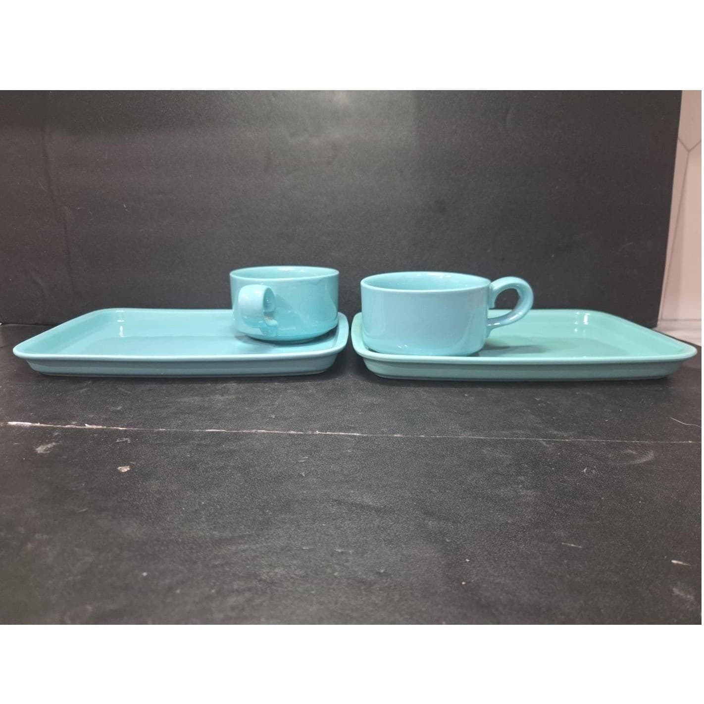 Hall Teal Blue Sandwich Plate & Soup Cup, Set Of 2, Vintage Retro Tableware - Thumbnail 4