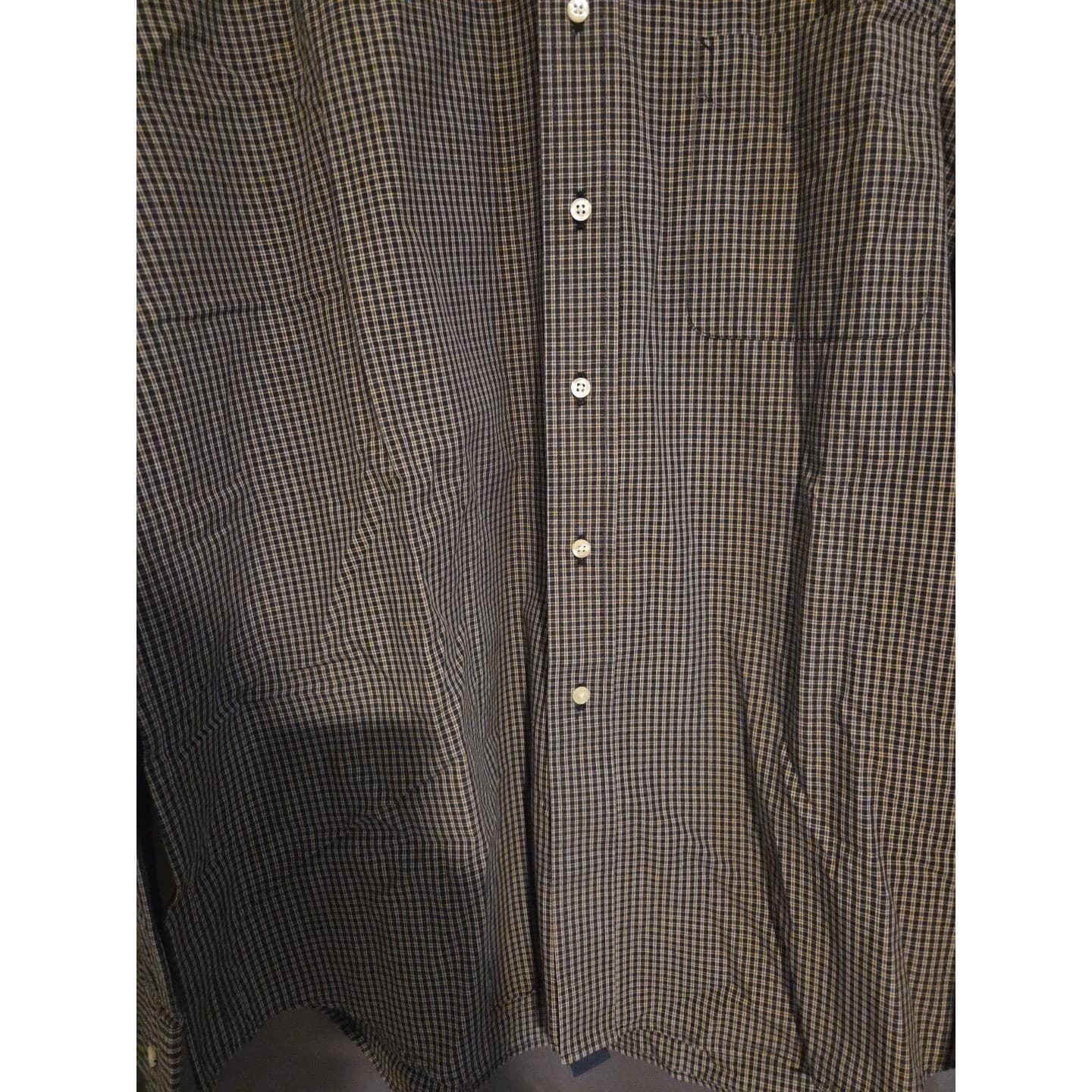 Tommy Hilfiger American Classics Black Tan Check Button Down, Men's 17 36-37 - Thumbnail 6