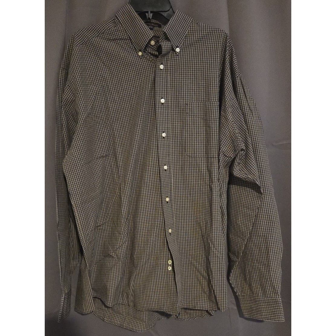 Tommy Hilfiger American Classics Black Tan Check Button Down, Men's 17 36-37 - Thumbnail 3