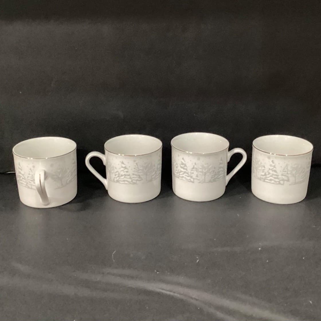 Lynn's Fine China Christmas Pines Coffee Cups, Set of 4, Holiday Mugs, Drinkware - Thumbnail 4