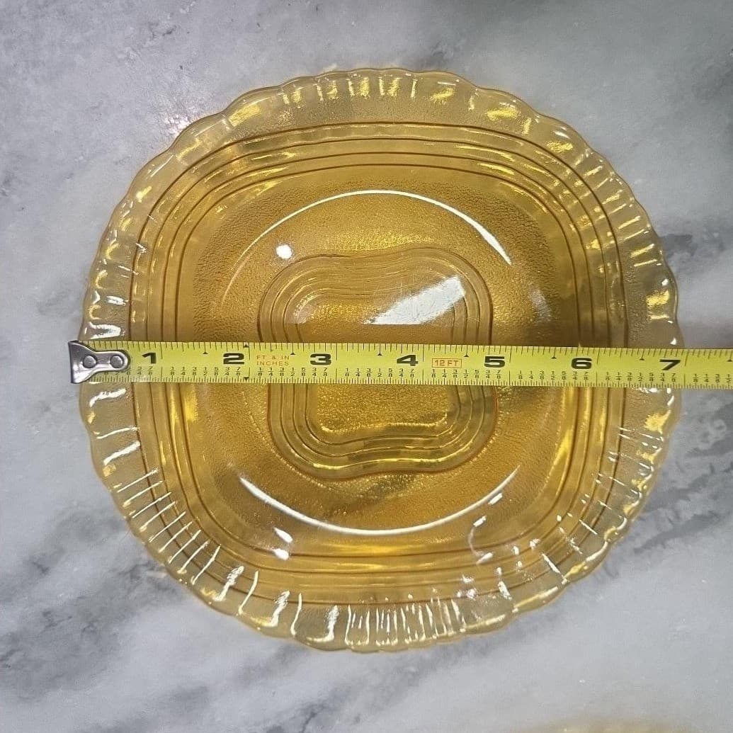 Duralex Amber Wave Luncheon Plates, Set of 2, Vintage Glassware, Depression Era - Thumbnail 5