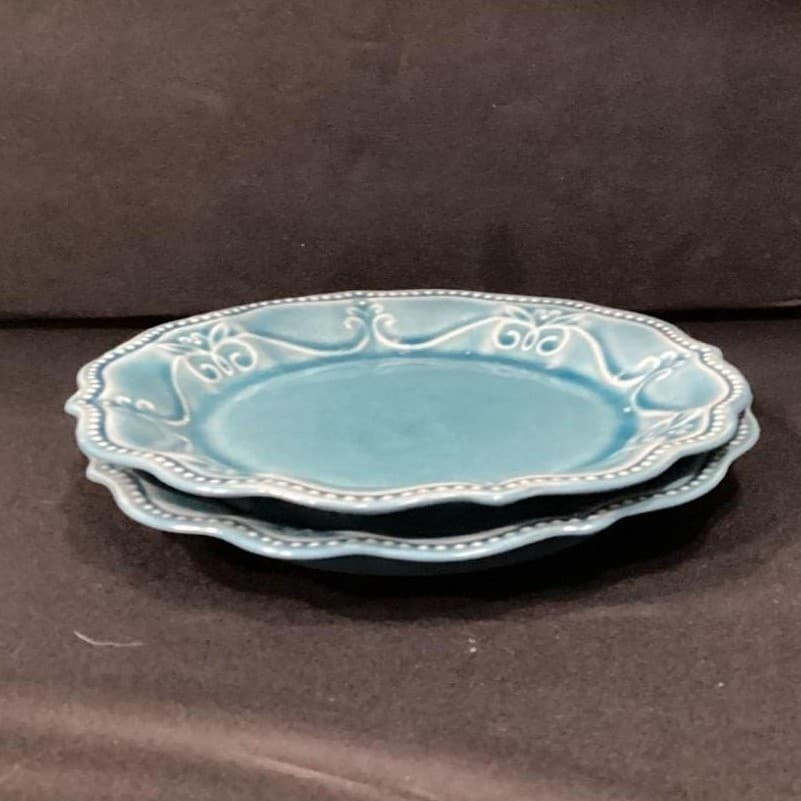 Pioneer Woman "Paige" Denim Blue Salad Plates, Set of 2, Scalloped Stoneware - Thumbnail 9