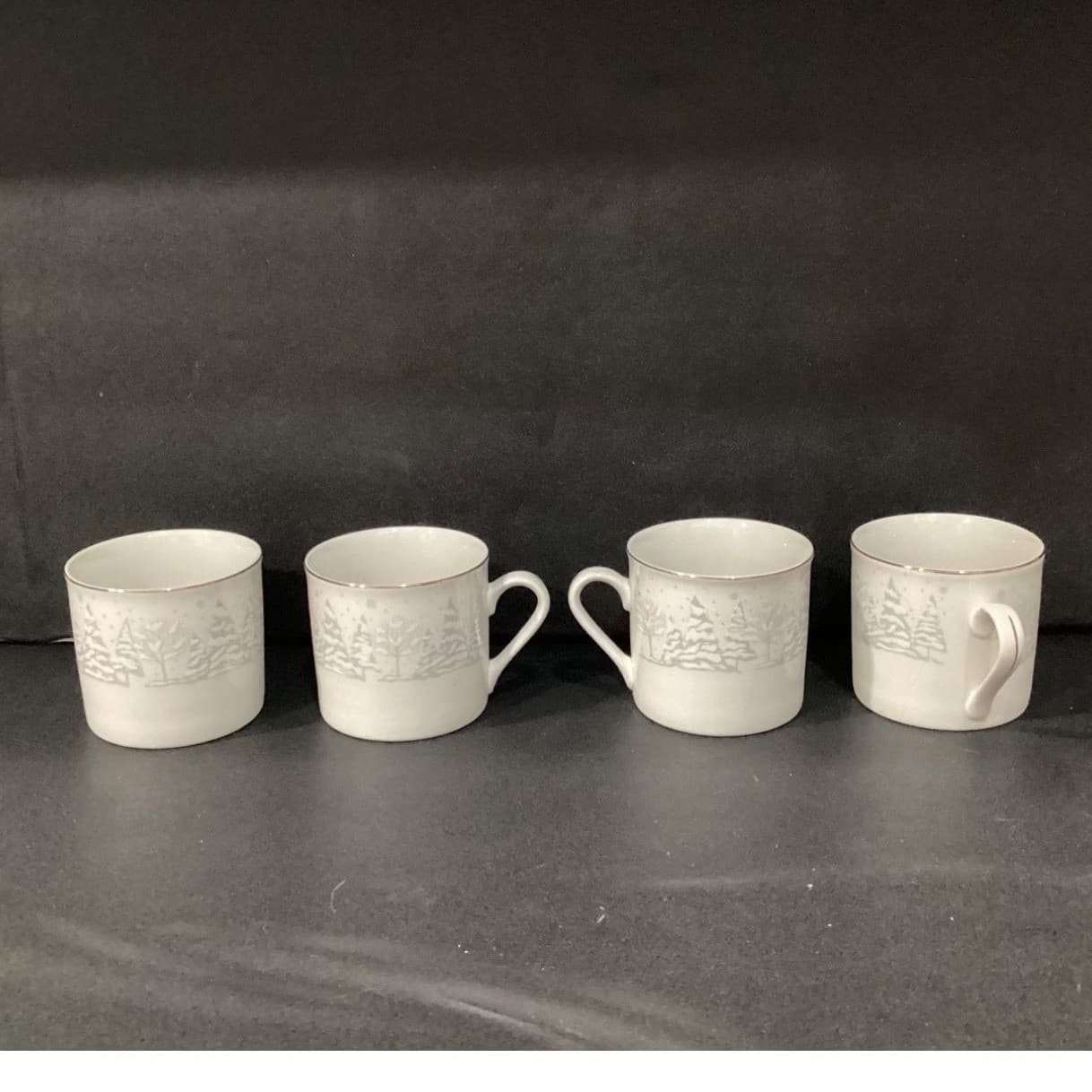 Lynn's Fine China Christmas Pines Coffee Cups, Set of 4, Holiday Mugs, Drinkware - Thumbnail 2