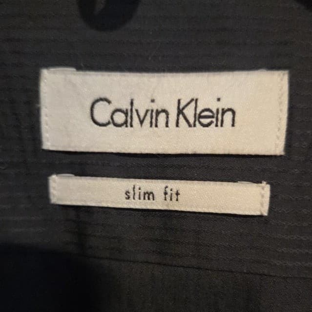 Calvin Klein Slim Fit Charcoal Gray Dress Shirt, Men's 16.5 32/33, Long Sleeve - Thumbnail 5