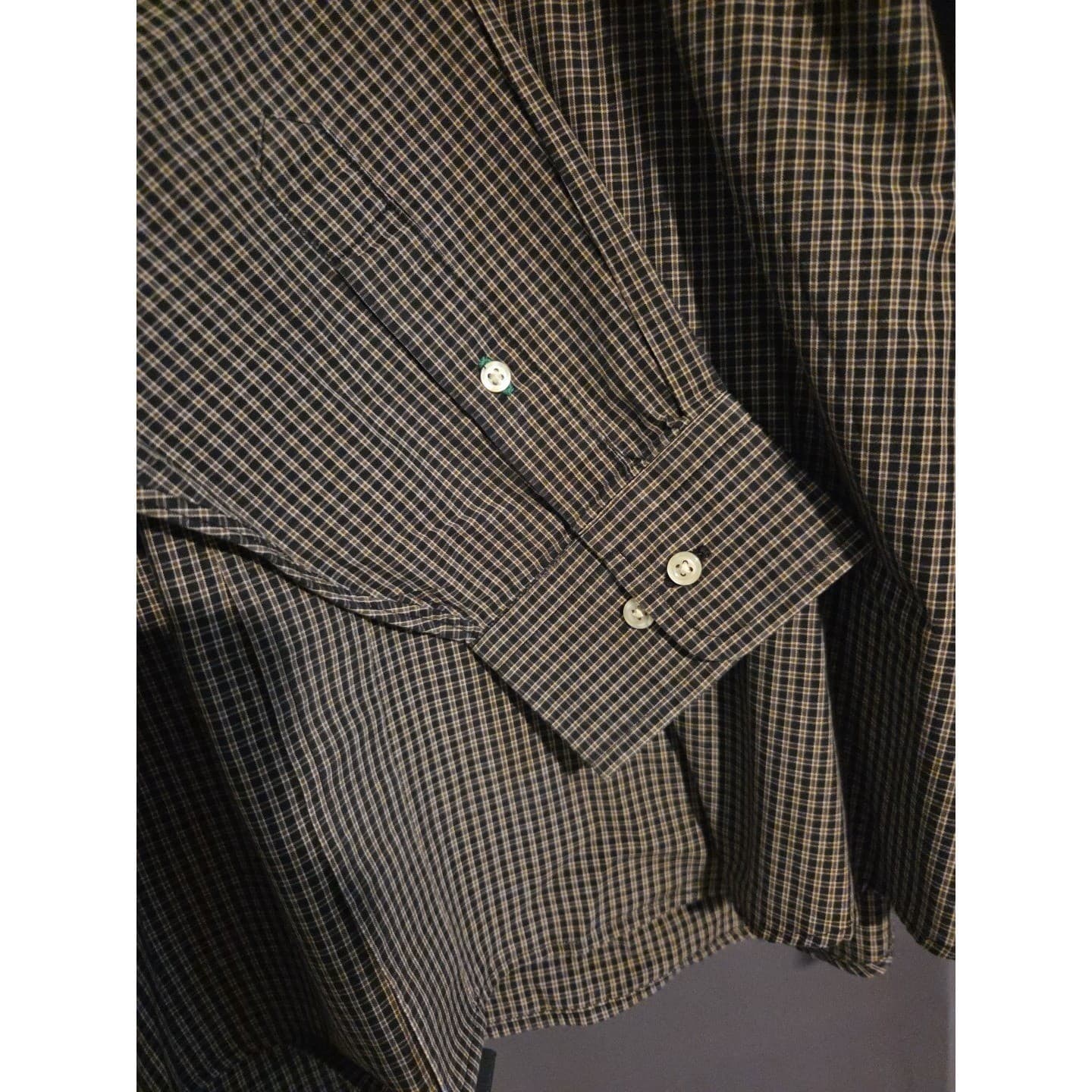 Tommy Hilfiger American Classics Black Tan Check Button Down, Men's 17 36-37 - Thumbnail 7
