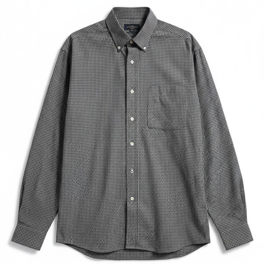 Tommy Hilfiger American Classics Black Tan Check Button Down, Men's 17 36-37