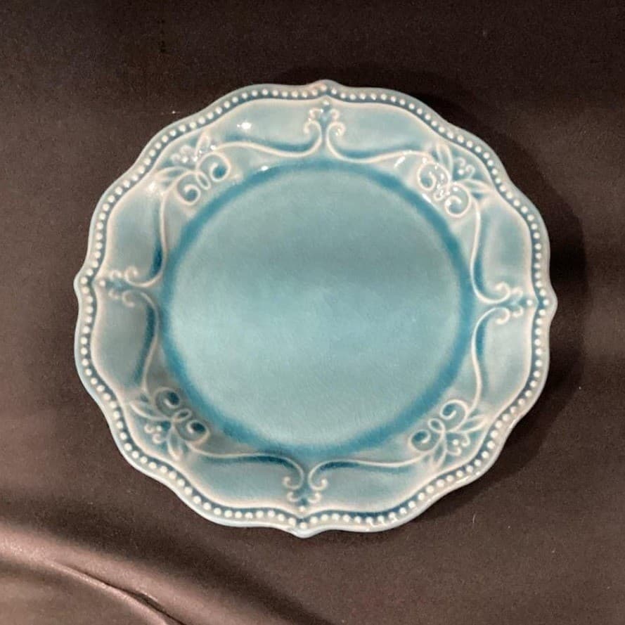 Pioneer Woman "Paige" Denim Blue Salad Plates, Set of 2, Scalloped Stoneware - Thumbnail 3