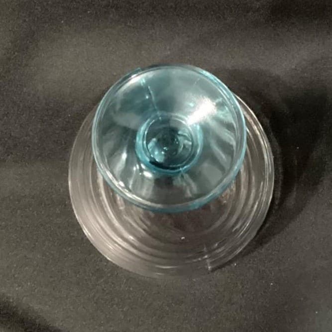 Blue Footed Dessert Bowls, Set of 2, Ribbed Glass Compotes, Vintage Style Coupes - Thumbnail 5