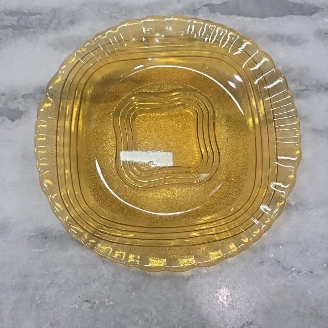 Duralex Amber Wave Luncheon Plates, Set of 2, Vintage Glassware, Depression Era - Thumbnail 3