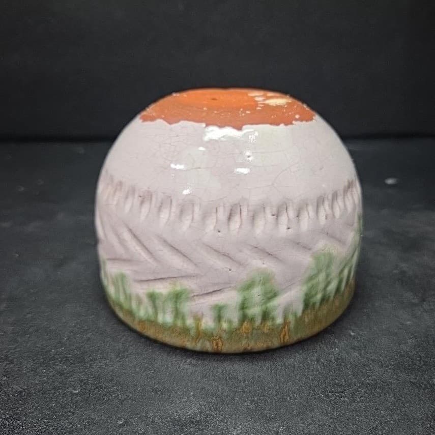 Studio Art Pottery Indoor Planter, Vintage Green Drip Glaze Flower Pot Holder - Thumbnail 10