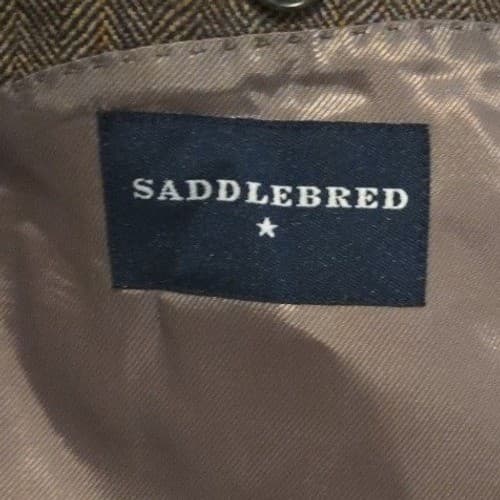 Saddlebred Brown Herringbone 100% Lambswool Blazer, Mens 42L Sport Coat X33024AN - Thumbnail 5
