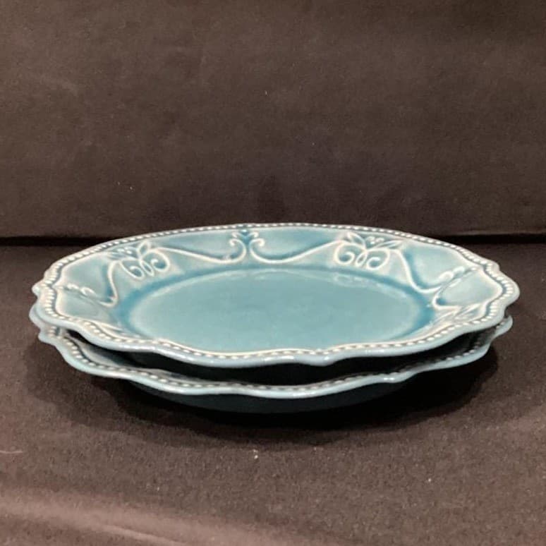 Pioneer Woman "Paige" Denim Blue Salad Plates, Set of 2, Scalloped Stoneware - Thumbnail 8
