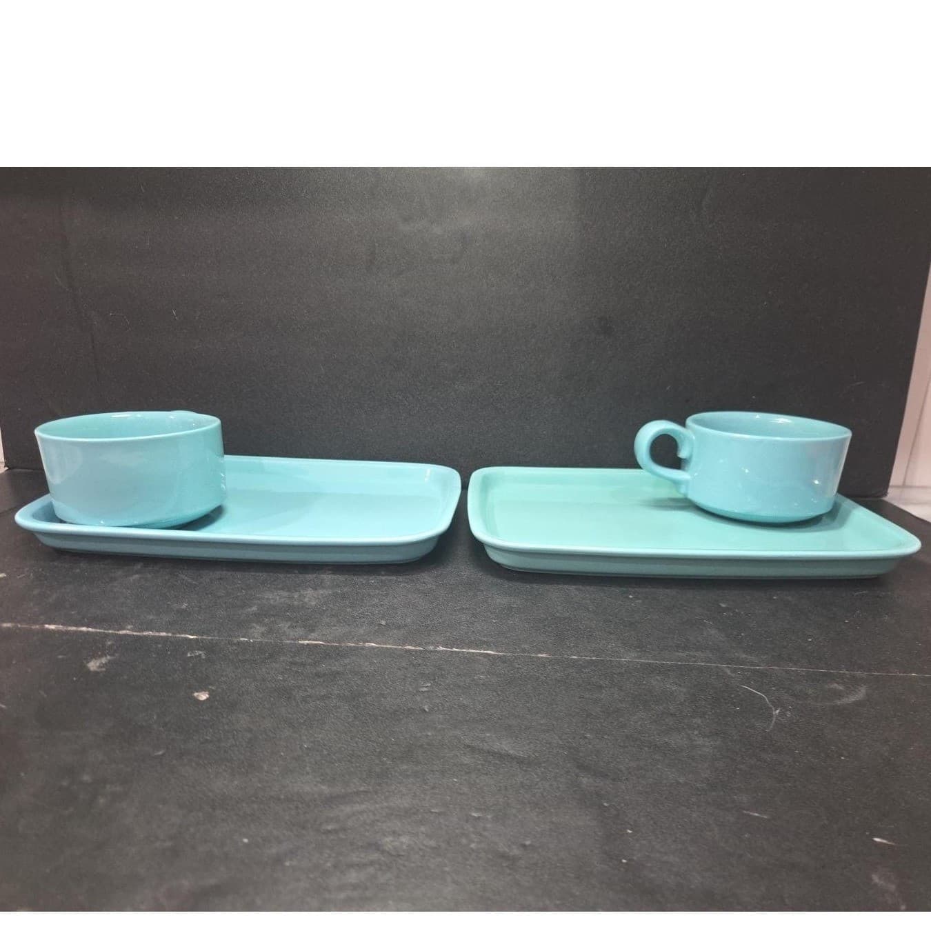 Hall Teal Blue Sandwich Plate & Soup Cup, Set Of 2, Vintage Retro Tableware - Thumbnail 6
