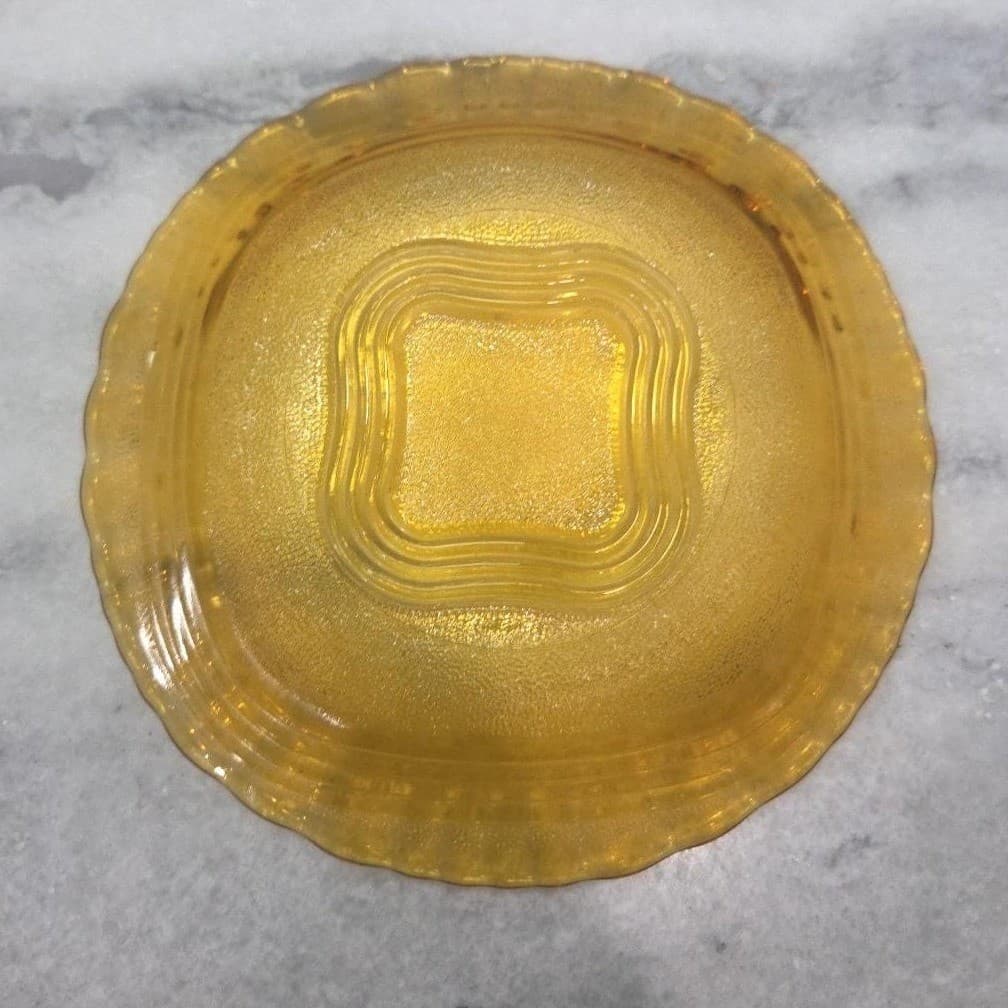 Duralex Amber Wave Luncheon Plates, Set of 2, Vintage Glassware, Depression Era - Thumbnail 4