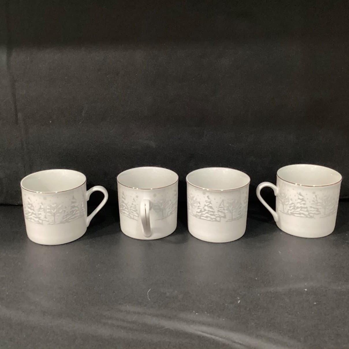 Lynn's Fine China Christmas Pines Coffee Cups, Set of 4, Holiday Mugs, Drinkware - Thumbnail 5