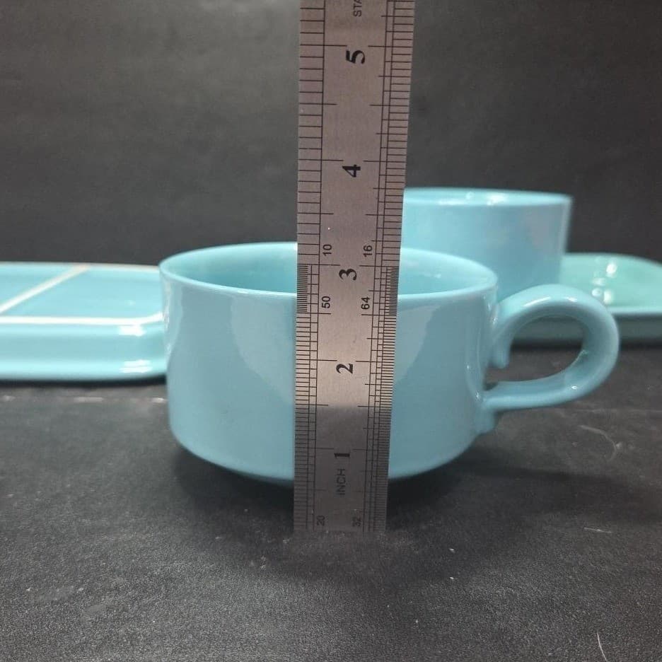 Hall Teal Blue Sandwich Plate & Soup Cup, Set Of 2, Vintage Retro Tableware - Thumbnail 9