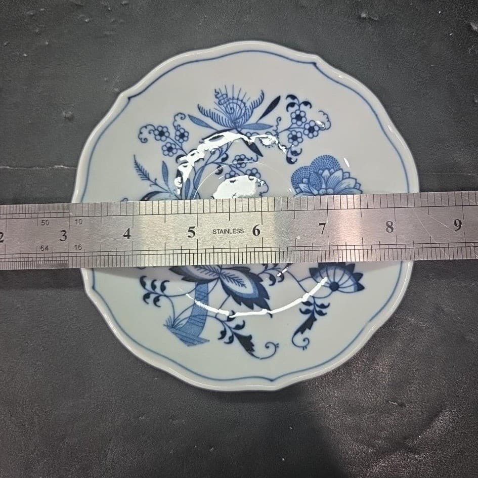 Blue Danube Onion Tea Cups & Saucers, Set of 2, Vintage Original Ribbon Banner - Thumbnail 8