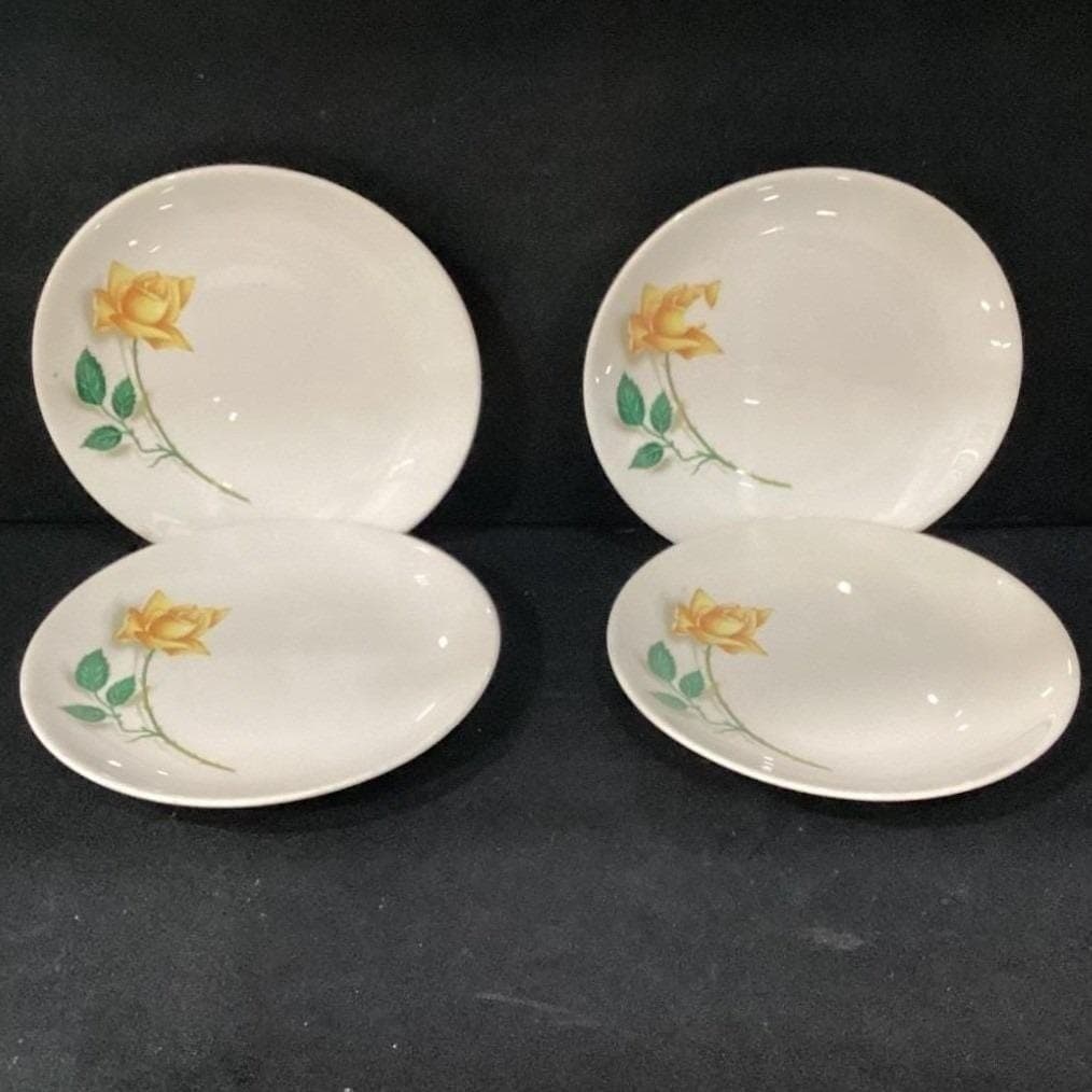 Canonsburg Pottery Yellow Rose Bread Plates, Set of 4, Vintage Floral Dinnerware - Thumbnail 5
