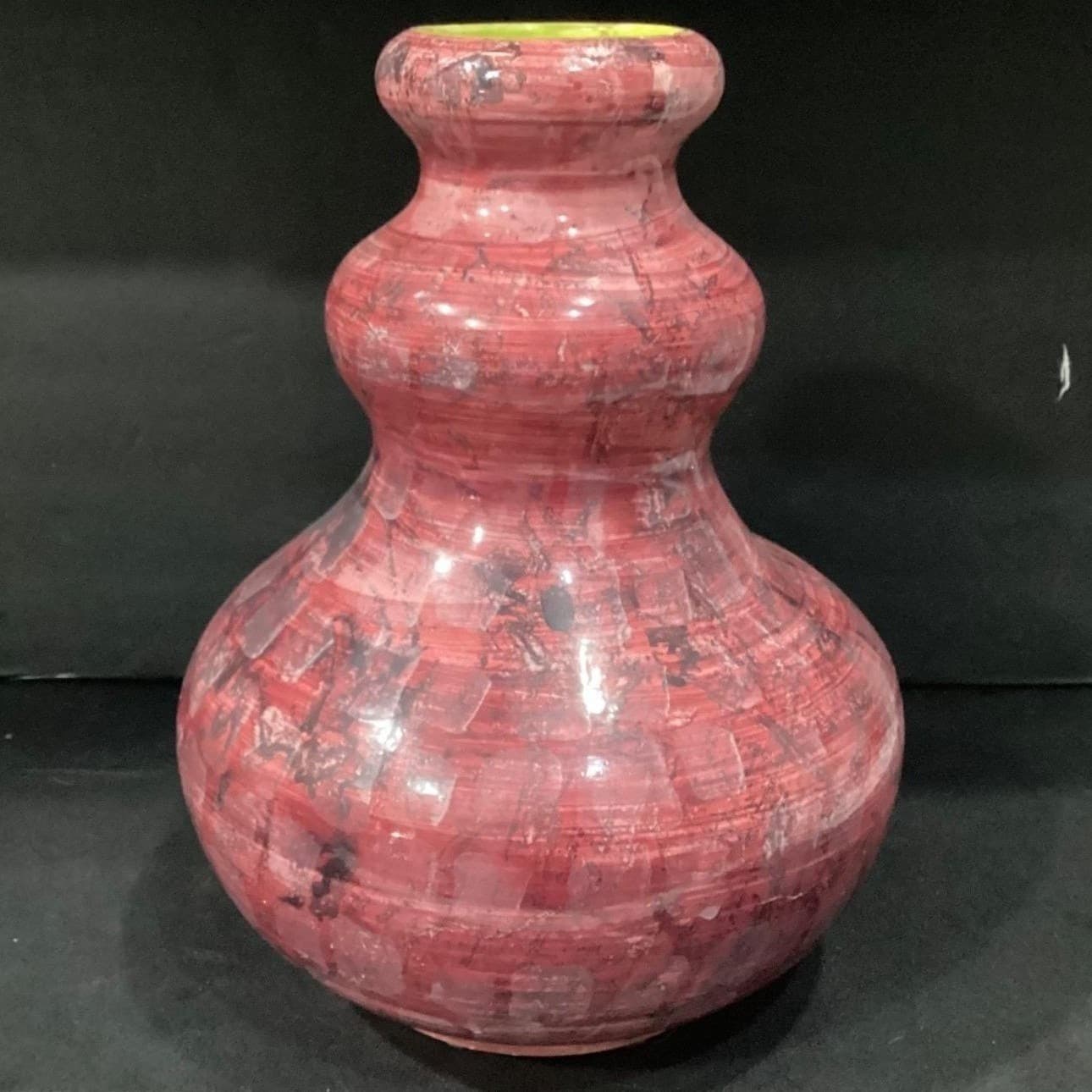Christina Fortini Hand-Painted Vase, Signed Italian Pottery, Splatter & Stripe - Thumbnail 12