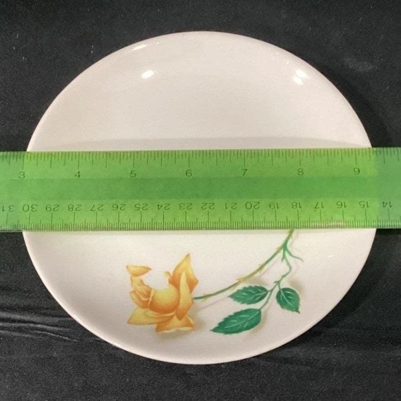 Canonsburg Pottery Yellow Rose Bread Plates, Set of 4, Vintage Floral Dinnerware - Thumbnail 2
