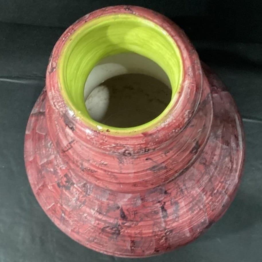 Christina Fortini Hand-Painted Vase, Signed Italian Pottery, Splatter & Stripe - Thumbnail 6
