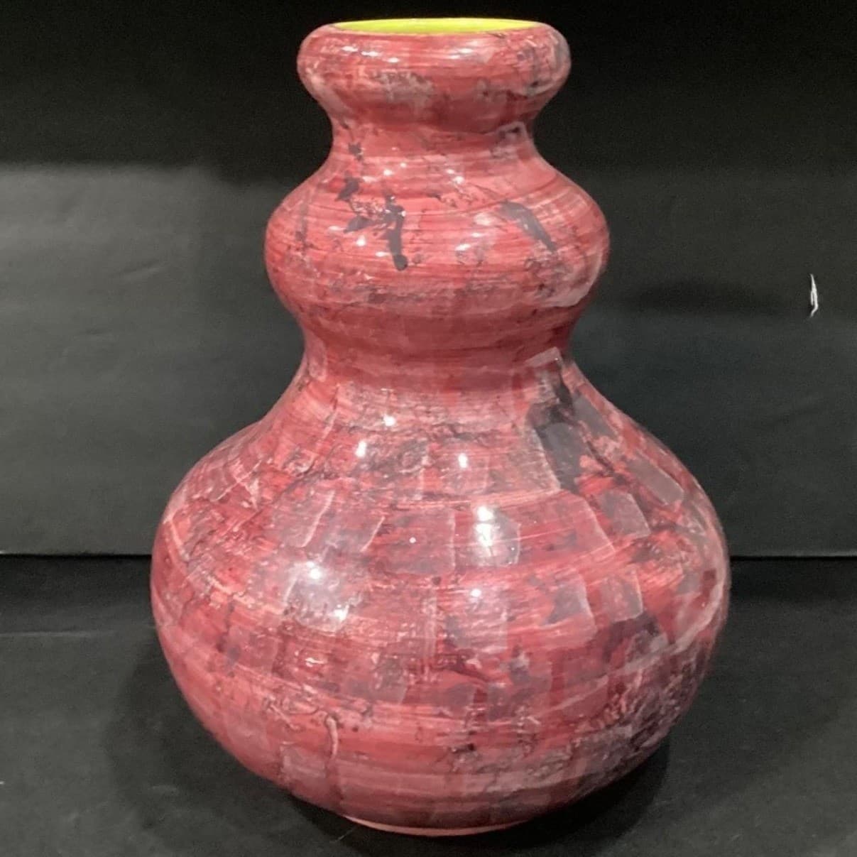 Christina Fortini Hand-Painted Vase, Signed Italian Pottery, Splatter & Stripe - Thumbnail 9