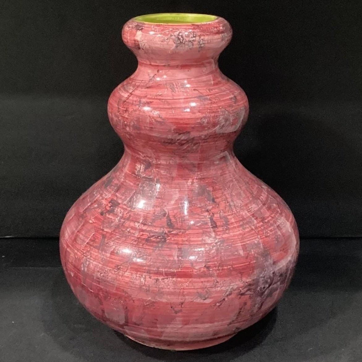 Christina Fortini Hand-Painted Vase, Signed Italian Pottery, Splatter & Stripe - Thumbnail 8