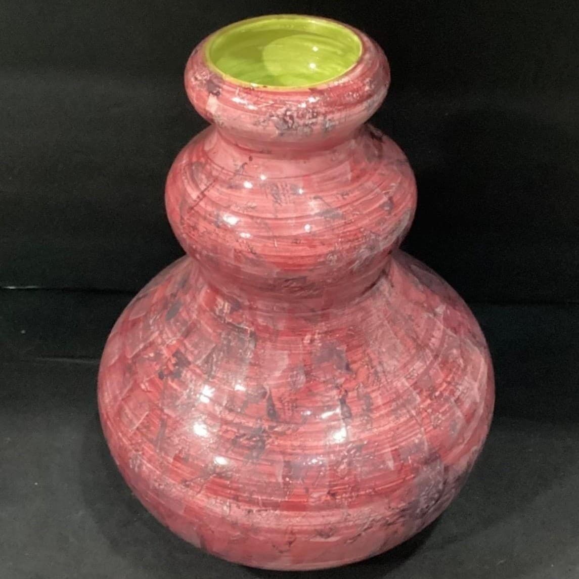 Christina Fortini Hand-Painted Vase, Signed Italian Pottery, Splatter & Stripe - Thumbnail 7