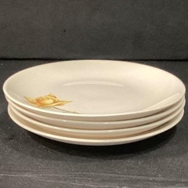 Canonsburg Pottery Yellow Rose Bread Plates, Set of 4, Vintage Floral Dinnerware - Thumbnail 7