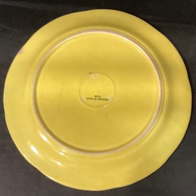 SECLA Yellow Cabbage Leaf Dinner Plates, Set of 2, Vintage Portugal Majolica, - Thumbnail 4