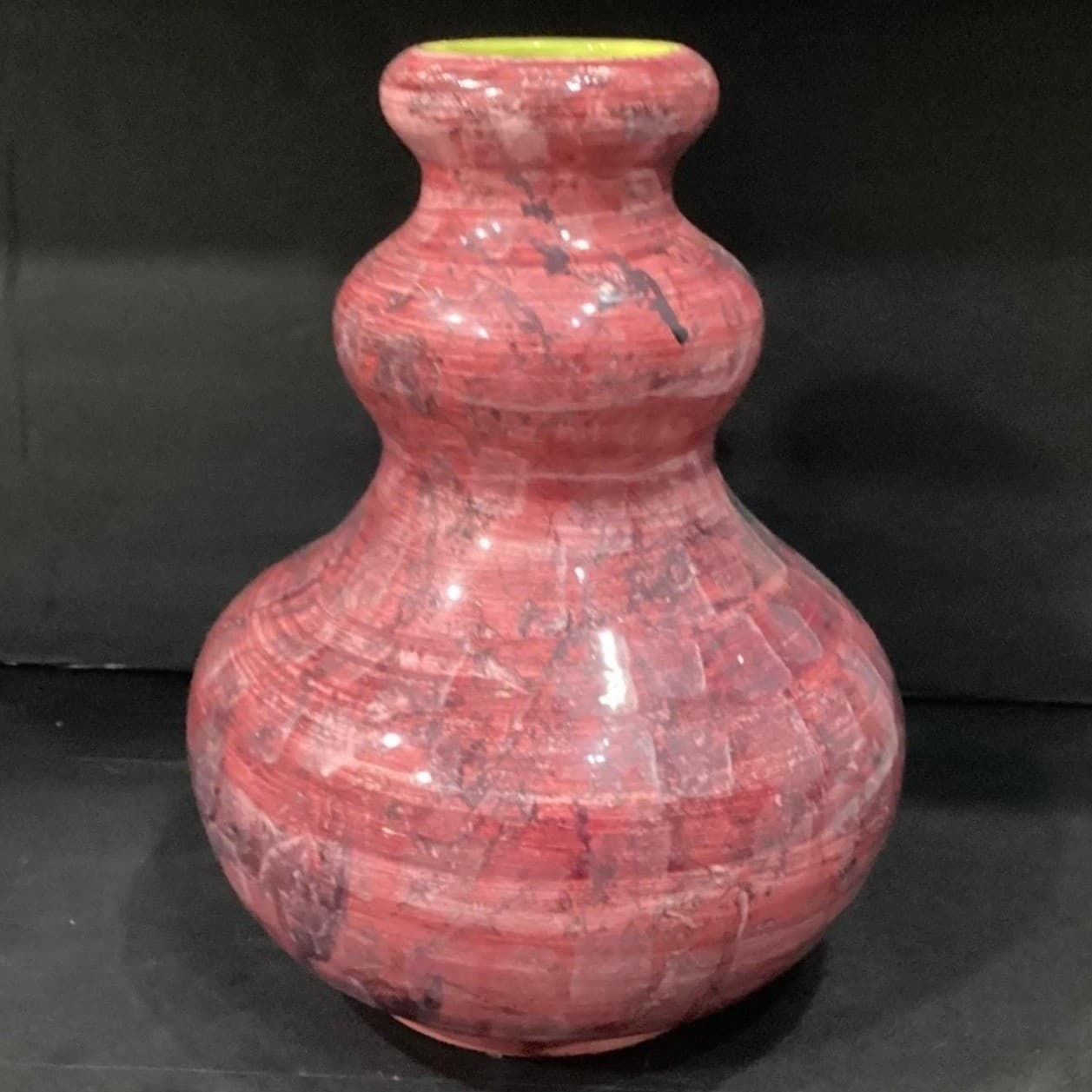 Christina Fortini Hand-Painted Vase, Signed Italian Pottery, Splatter & Stripe - Thumbnail 10