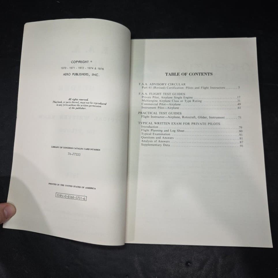 FAA Flight Test Guides Typical Written Exam for Pilots 1976 Aero Publishers - Thumbnail 4