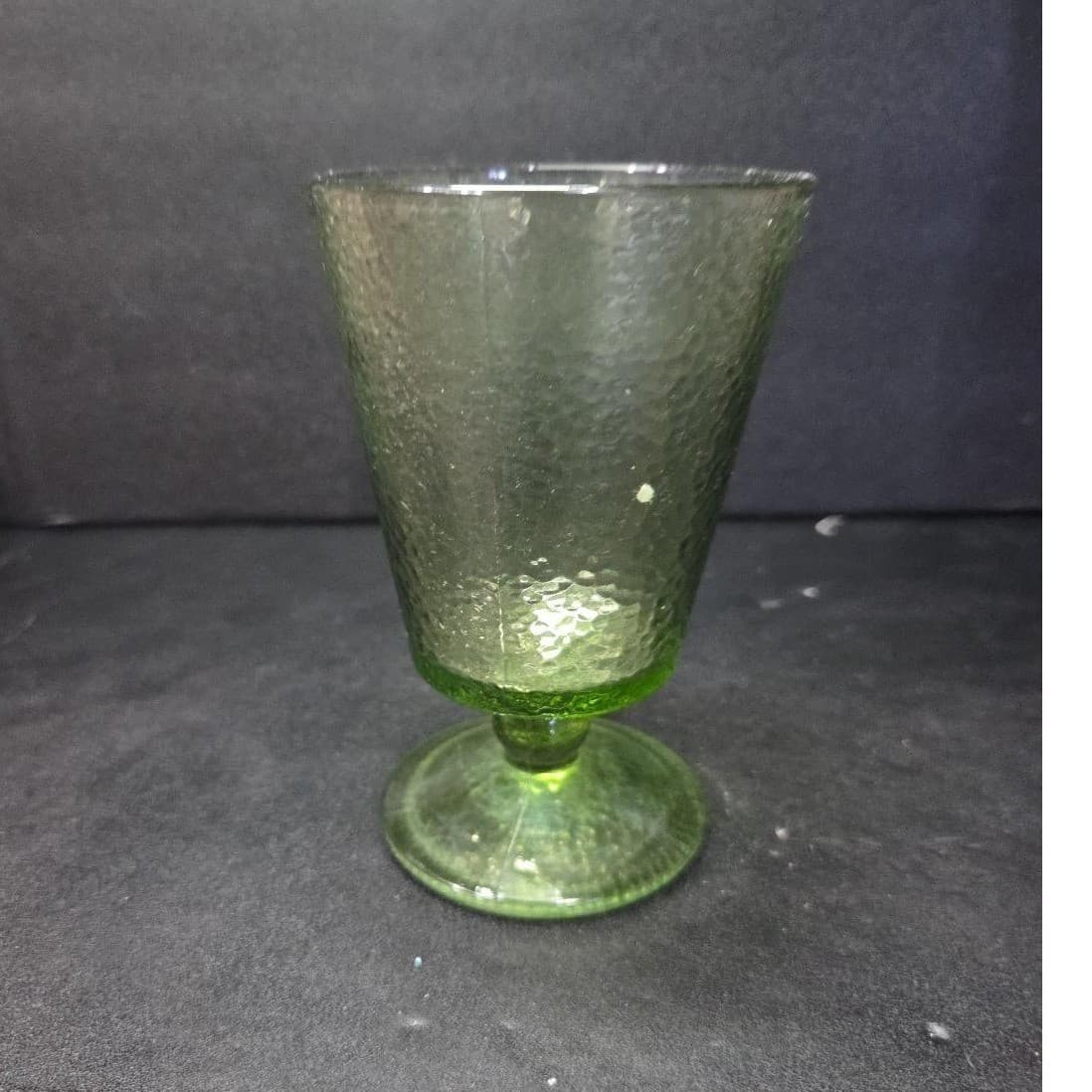 Hazel Atlas Pebblestone Dessert Cup, Avocado Green Sherbet Glass, Vtg Glassware - Thumbnail 2